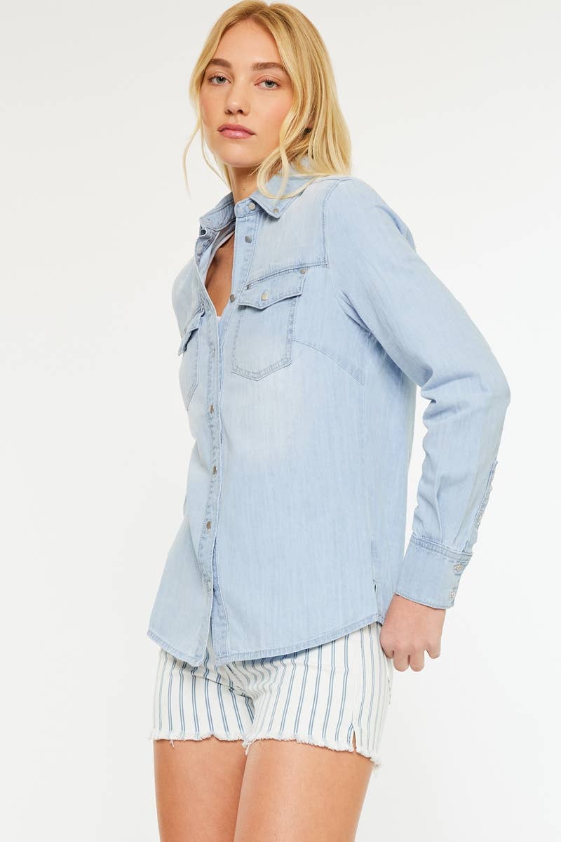 KanCan button down denim shirt LIGHT
