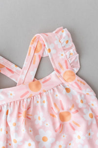 Sweet & Sunny Ruffle Cross Back Romper