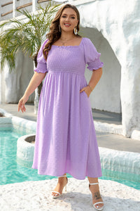 Marley Plus Size Swiss Dot Smocked Dress