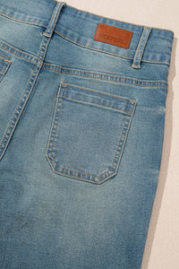 Amyra Double Button Patch Pocket Flare Leg Jeans