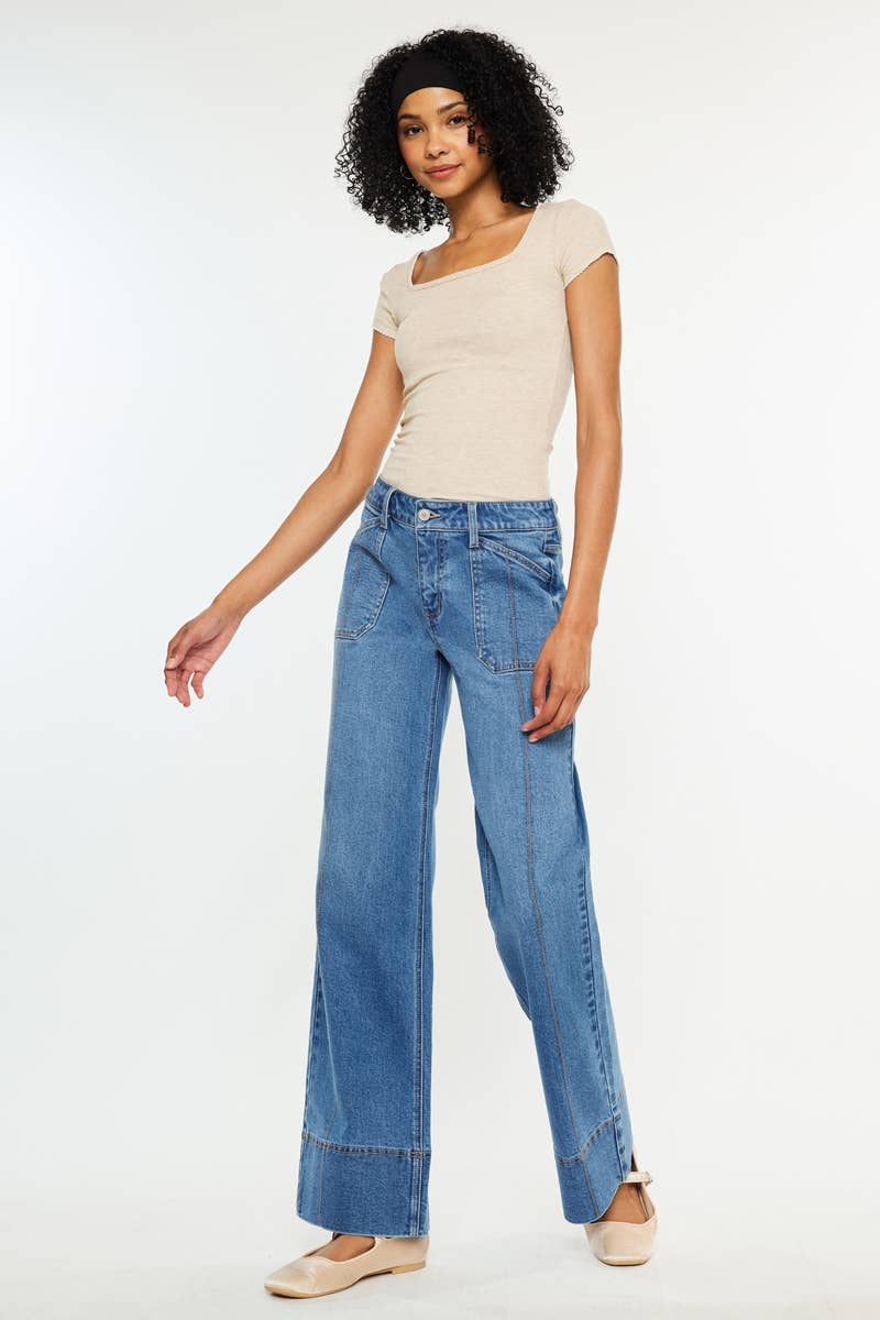 Kan Can USA - MID RISE WIDE LEG JEANS-KC70100MD