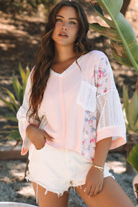 Aubree Floral Lace Crochet Patchwork Blouse