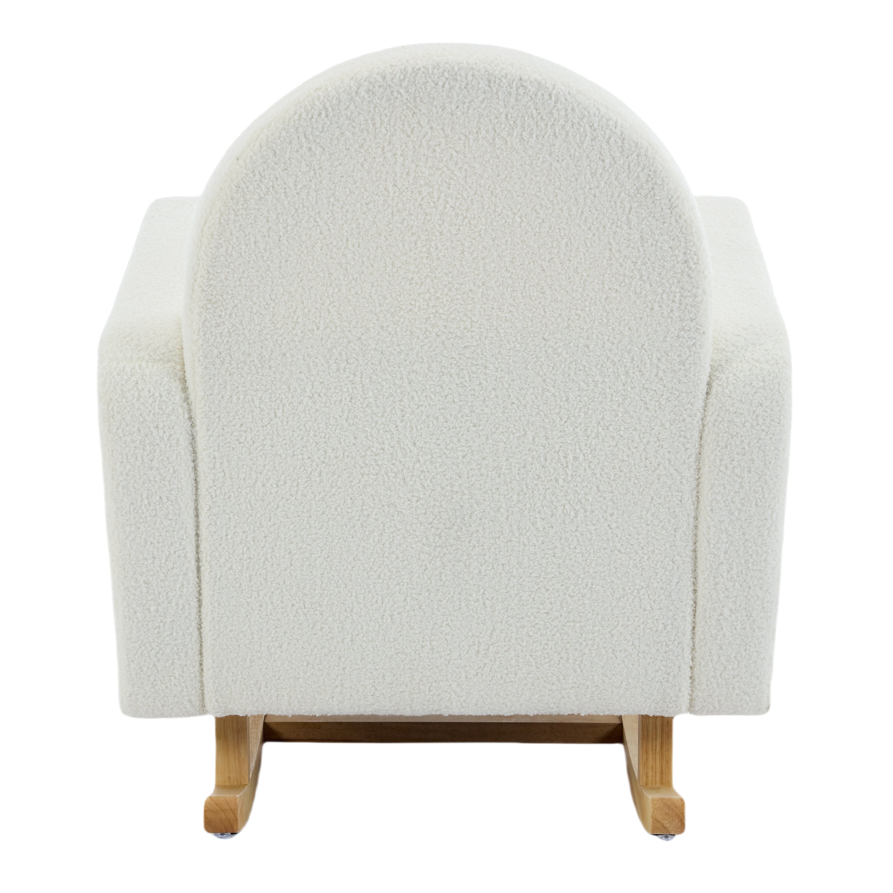 Accent Rocking Chair with Curved Back & Pillow, Ultimate Comfort for Your Home, Teddy Velvet, Cream White