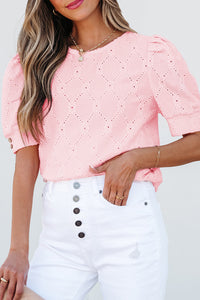 Scarlet Flower Textured Short Sleeve Top.