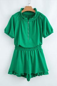 Laylani Puff Sleeve Top and Ruffled Shorts Set