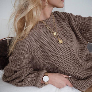 Commuter Crewneck Stylish Pullover Sweater: Coffee