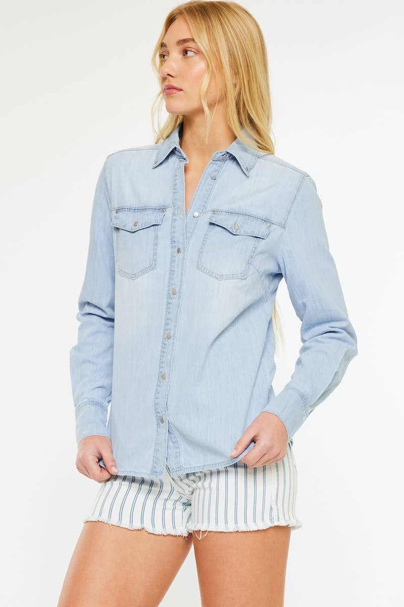 KanCan button down denim shirt LIGHT