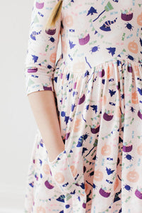 Trick or Treat 3/4 Sleeve Pocket Twirl Dress