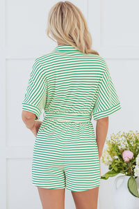 Annabelle Stripe Buttoned & Tie Romper