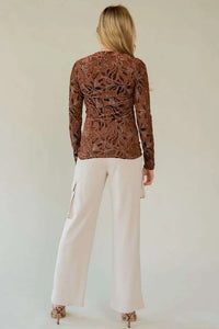 FINAL SALE-Mesh Pattern Printed Long Sleeve Layering Top