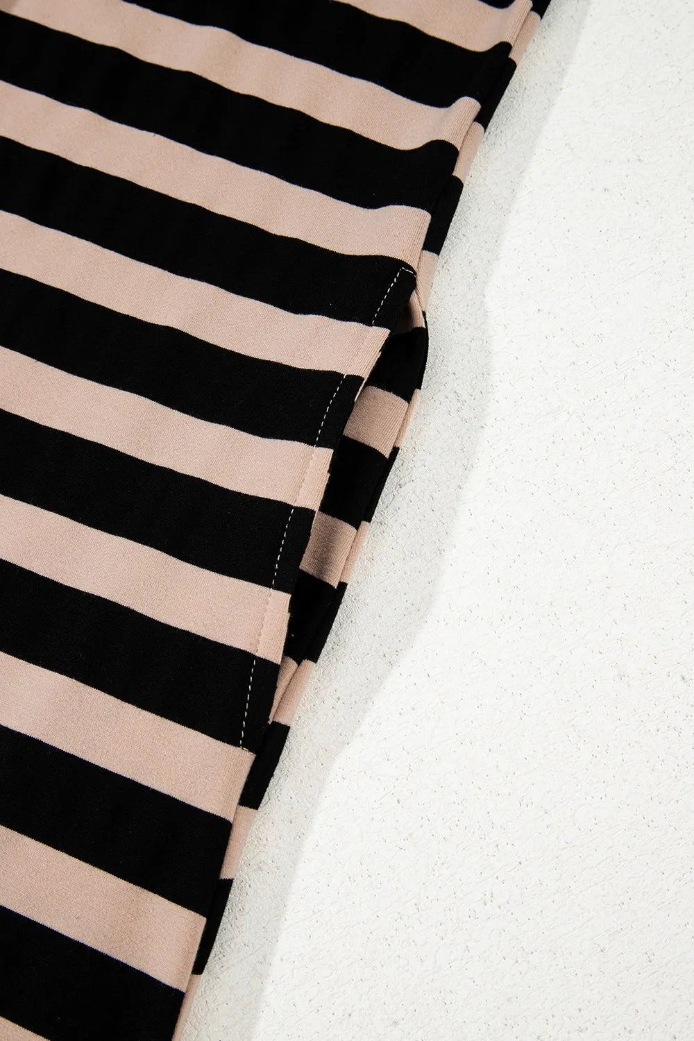 Stripe Casual Round Neck Tee Dress with Pockets