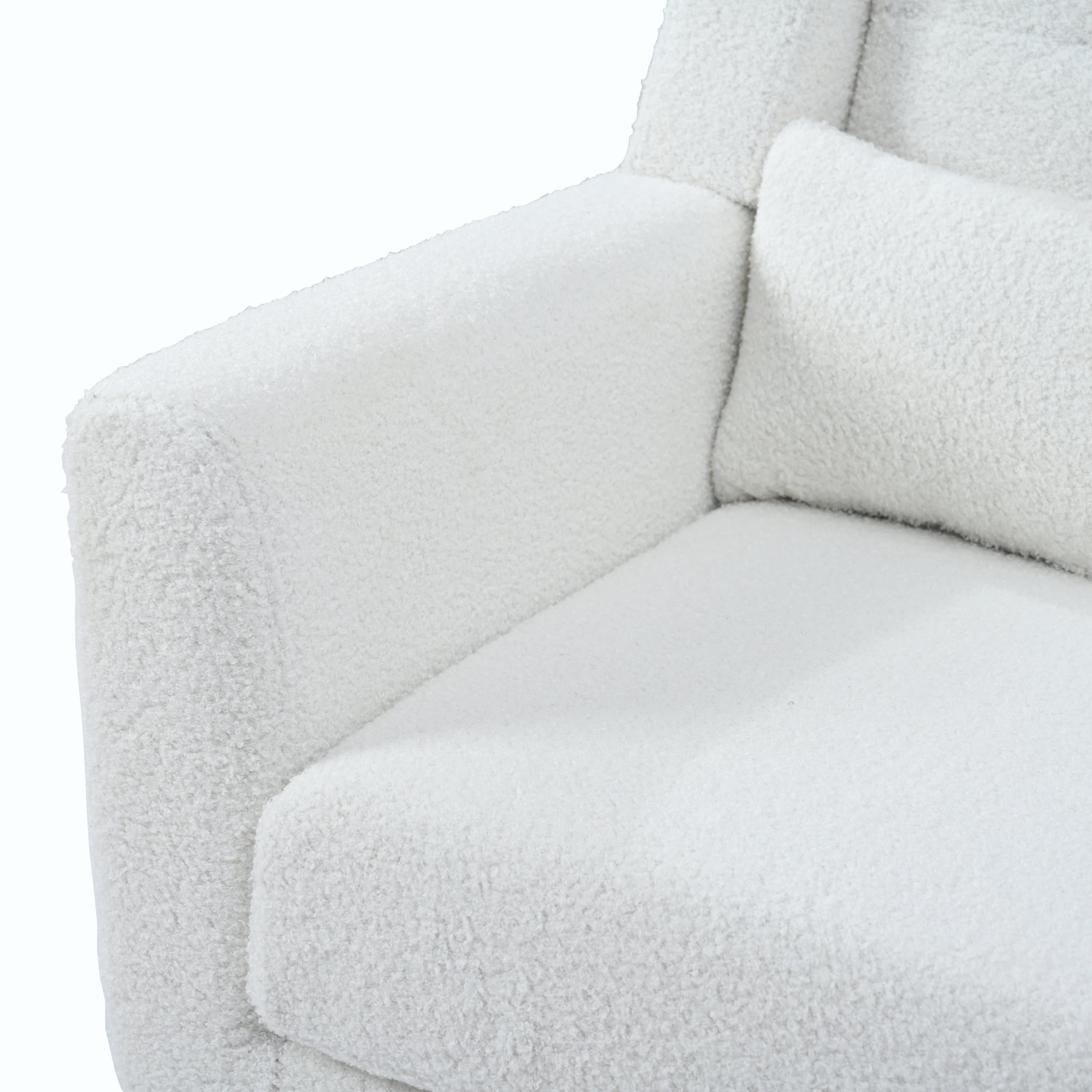 Modern Accent Chair,Teddy Fabric Living Room Chairs Comfy Reading Chair,Mid Century Accent Chair, Lounge Arm Chairs Armchair for Living Room Bedroom (White)