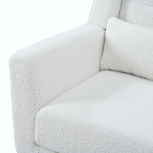 Modern Accent Chair,Teddy Fabric Living Room Chairs Comfy Reading Chair,Mid Century Accent Chair, Lounge Arm Chairs Armchair for Living Room Bedroom (White)