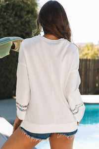 Peace Drop Shoulder Wide Sleeve Casual Top