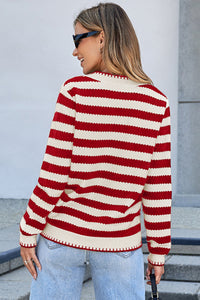 Rylee Stripe Button Cardigan Sweater