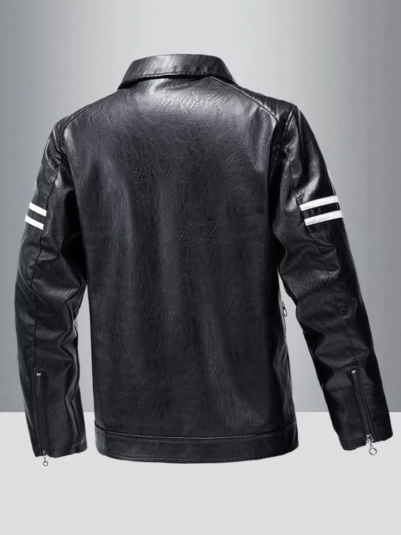 Men's Plus Size Zip Up Leather Motorcycle Jacket