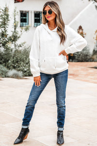 Magnolia Cable Lattice Texture Kangaroo Pocket Hoodie