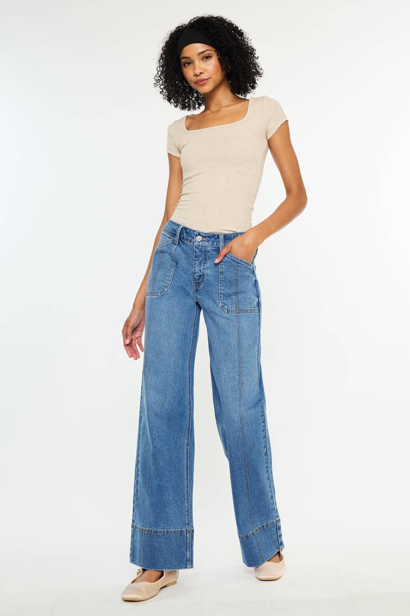 Kan Can USA - MID RISE WIDE LEG JEANS-KC70100MD