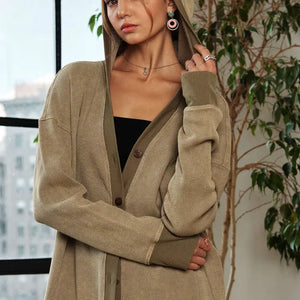 FINAL SALE-Mineral Washed Hoodie Cardigan