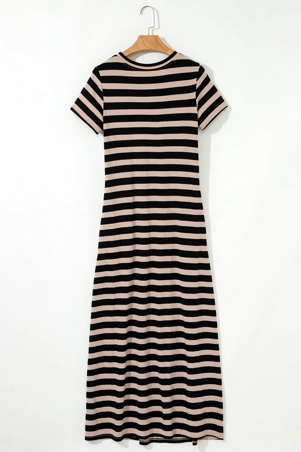 Stripe Casual Round Neck Tee Dress with Pockets