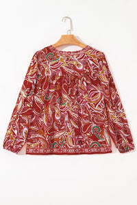 Quinn Paisley Tassel Tie Puff Sleeve Boho Blouse