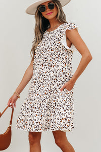 Darcy Leopard Ruffled Keyhole Back Mini Dress