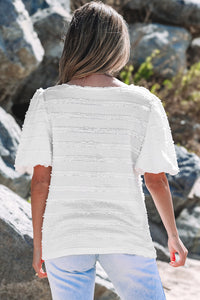 Luella Frilled Lace Trim Bubble Sleeve Blouse
