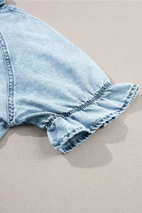 Mineral Wash Ruffle Sleeve Denim Dress