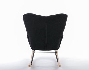 050-Teddy Fabric Rocking Gilder Nursery Chair For Living Room Indoor,Black