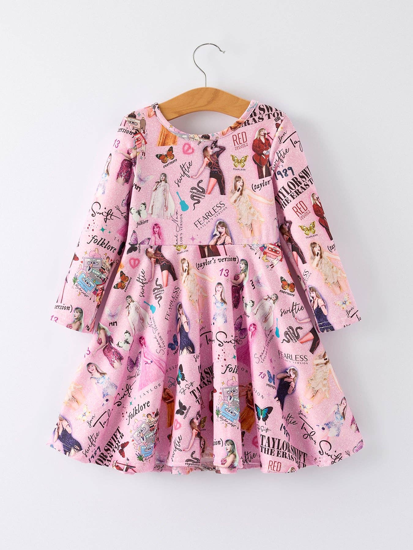 Christmas Ts Twirly Print Girls Milk Silk Dress：Musical Journey in Style