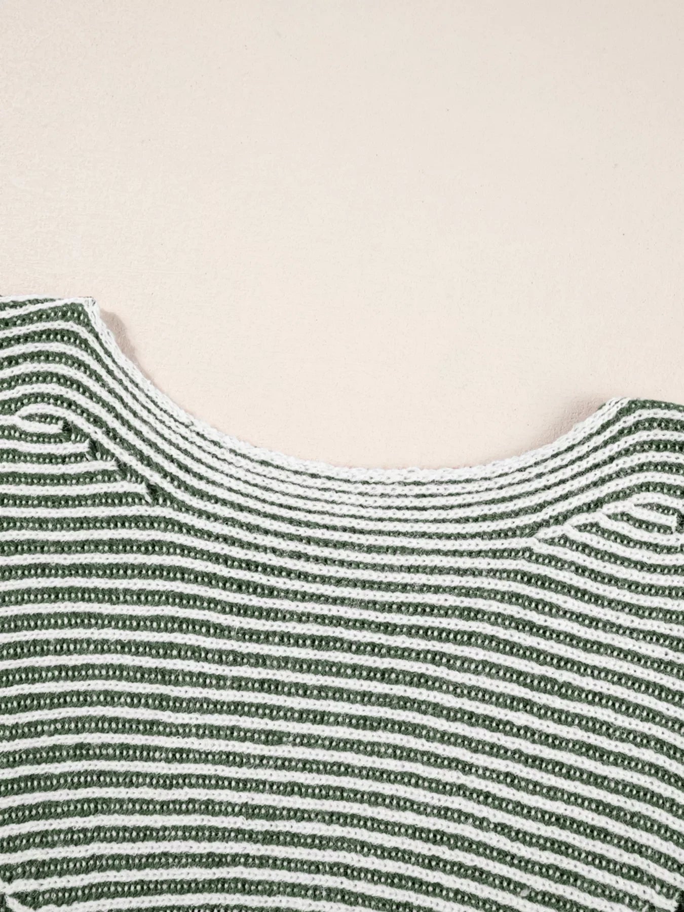 Striped Ribbed Knit Boat Neck Baggy Sweater