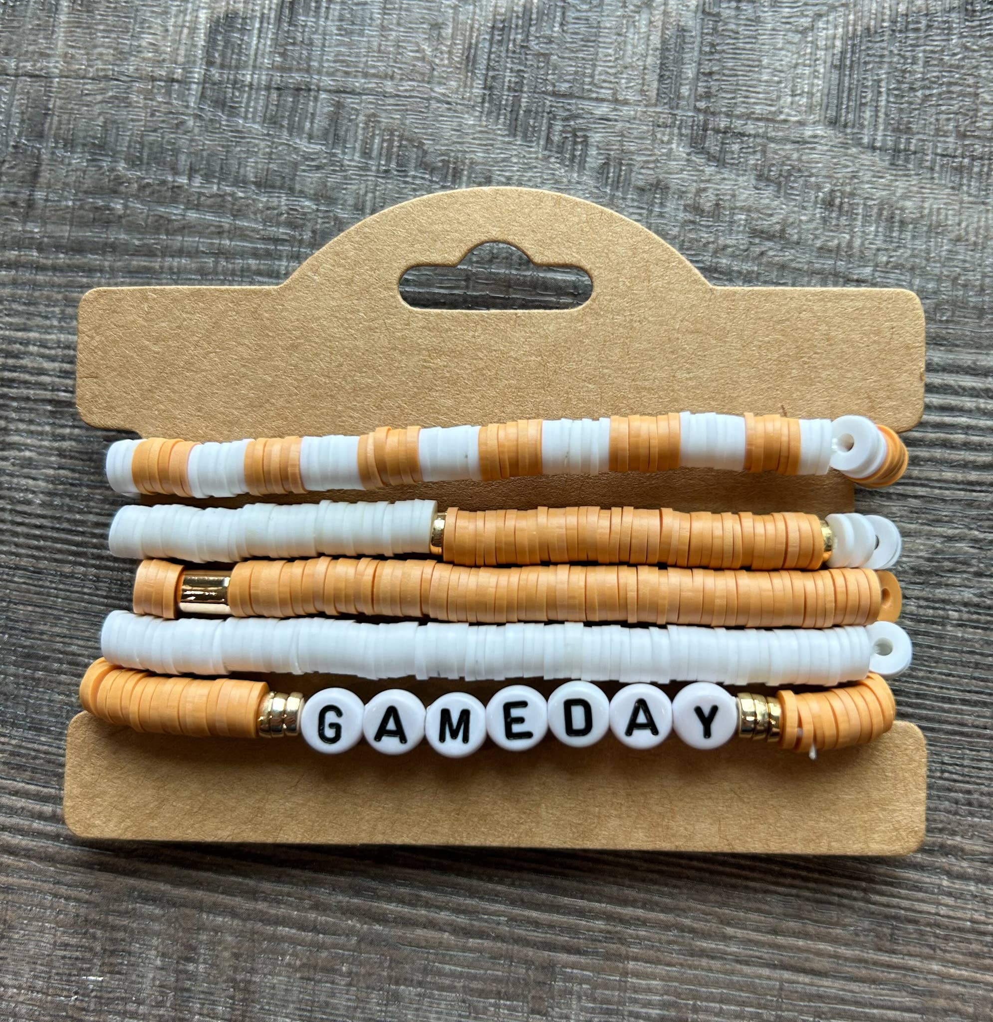 Game Day Friendship Bracelets Burnt Orange and White