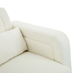 Accent Rocking Chair with Curved Back & Pillow, Ultimate Comfort for Your Home, Teddy Velvet, Cream White