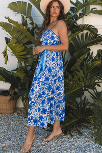 Shelby Floral Spaghetti Strap Maxi Dress with Waist Tie