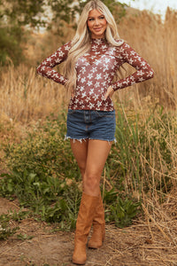 Alexandra Mesh Star Sheath Long Sleeve Top
