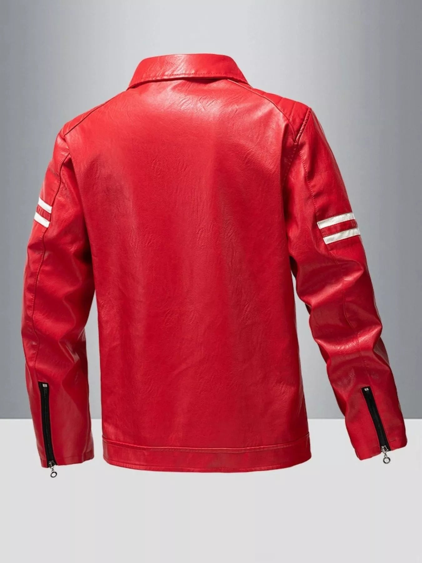 Men's Plus Size Zip Up Leather Motorcycle Jacket