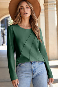 Anna Asymmetric Seam Detail Long Sleeve Top