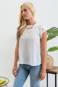 TULIP SLEEVE BACK BUTTON BLOUSE: FUCHSIA