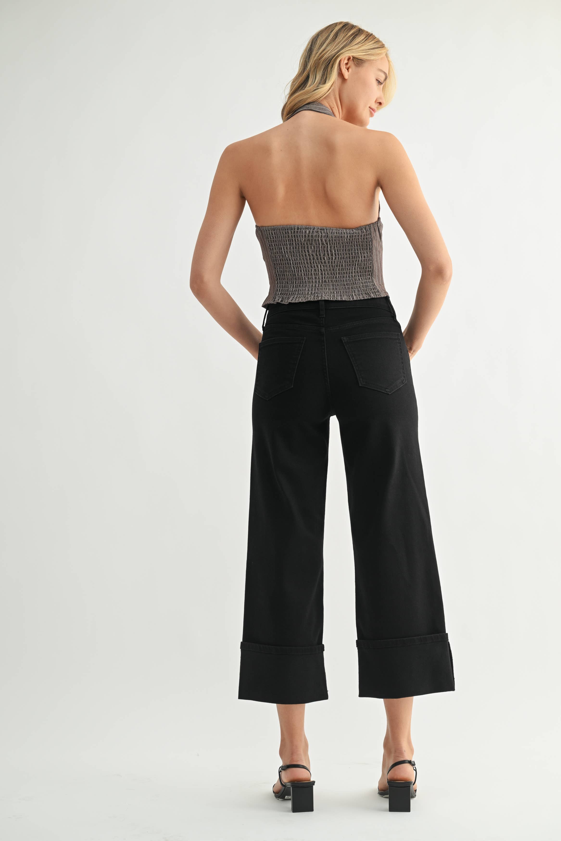 JBD Black- Petite Cuffed Slim Wide
