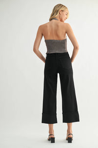 JBD Black- Petite Cuffed Slim Wide