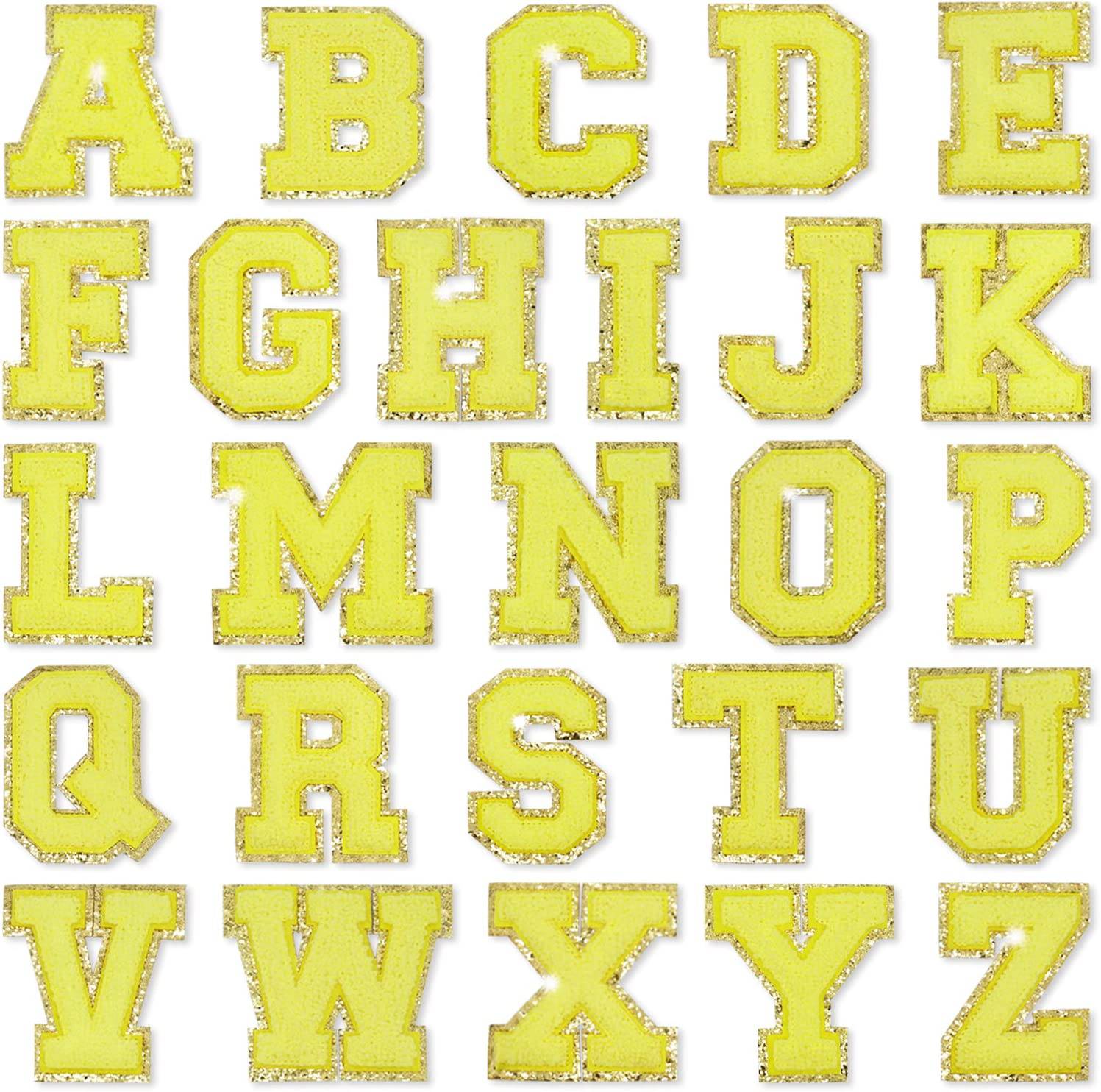 Yellow Self Adhesive Chenille Letters Patches