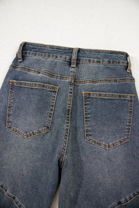 Exposed Stitching Loose Straight High Waist Jeans