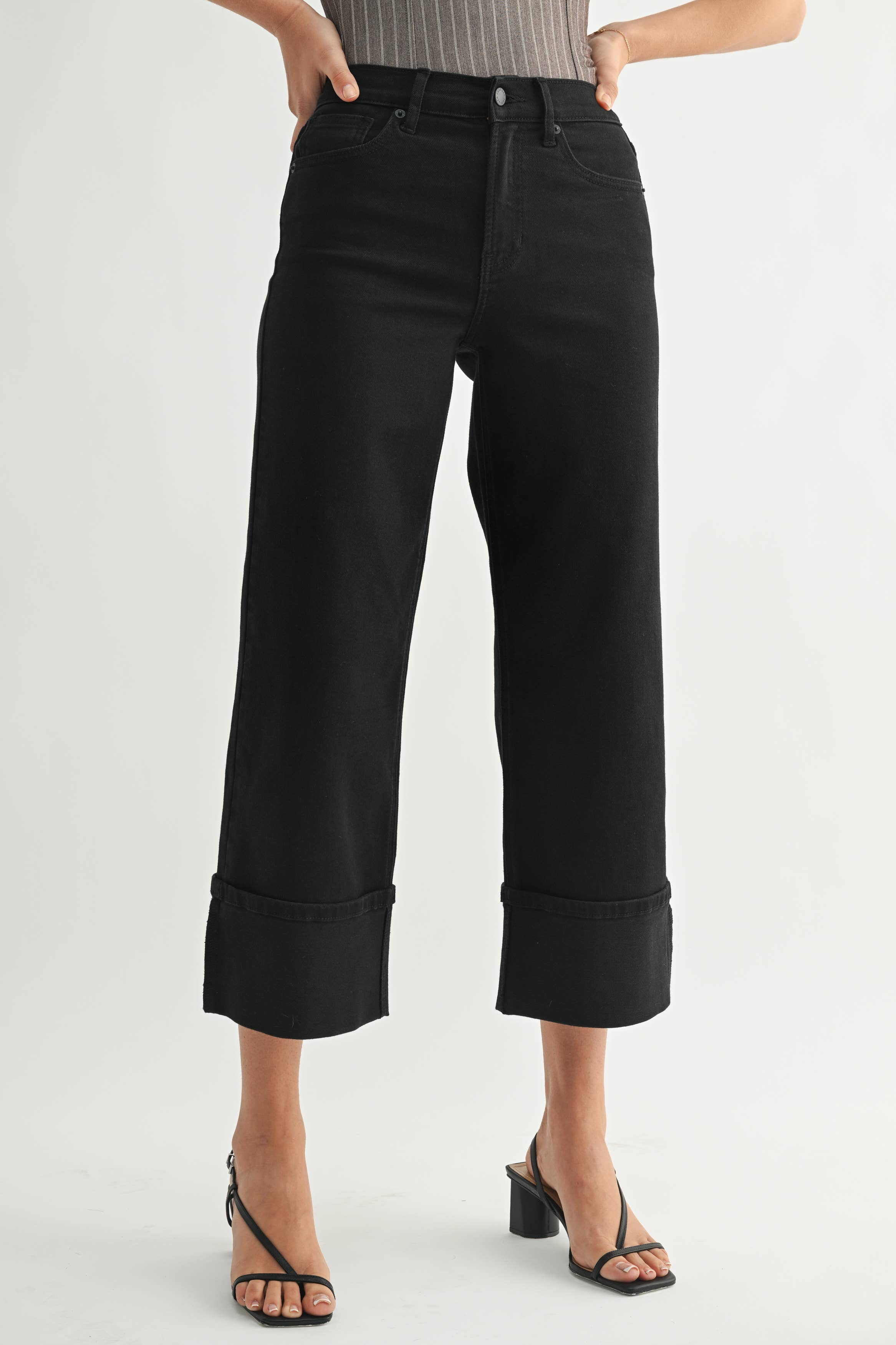 JBD Black- Petite Cuffed Slim Wide