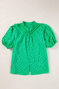 Arielle Embroidered Hollow-out Puff Sleeve Blouse