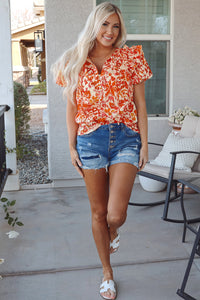 Margo Floral Split Neck Blouse
