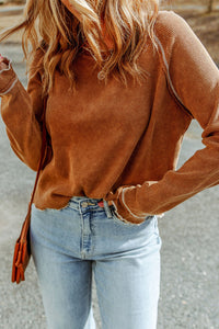 Cataleya Textured Round Neck Long Sleeve Top
