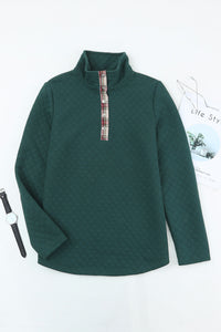 Zara Texture Plaid Trim Sweatshirt
