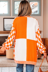 Wrenley Checkered Open Front Drop Shoulder Cardigan