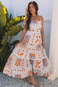 Zora Ricrac Trim Spaghetti Straps Maxi Dress