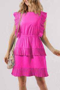 Zoe Pleated Layered Flutter Mini Dress